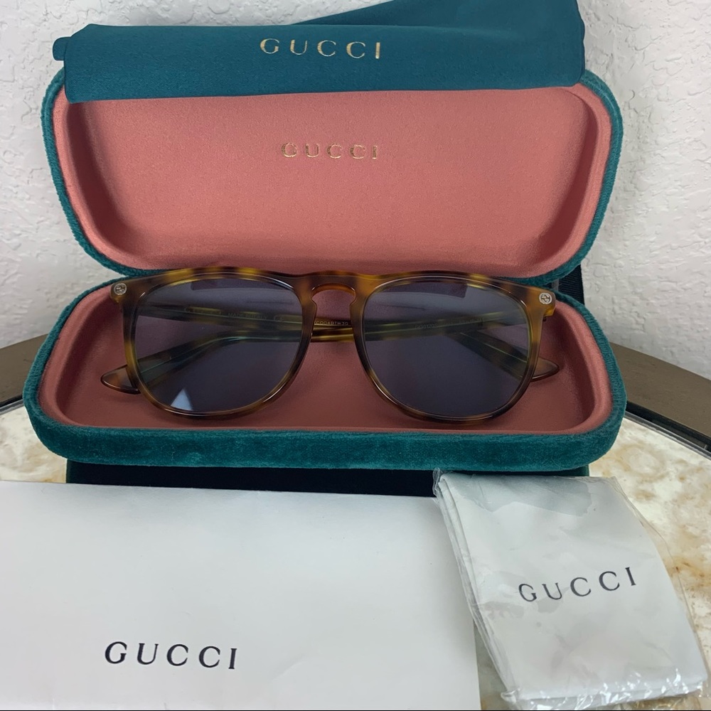 Gucci Sunglasses GG0120S 003 Havana Blue Lens 53mm